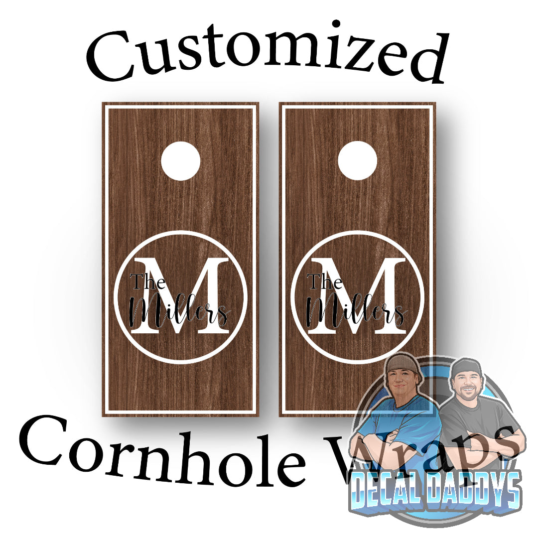 Set of Wood Cornhole Board Wraps with Your Name